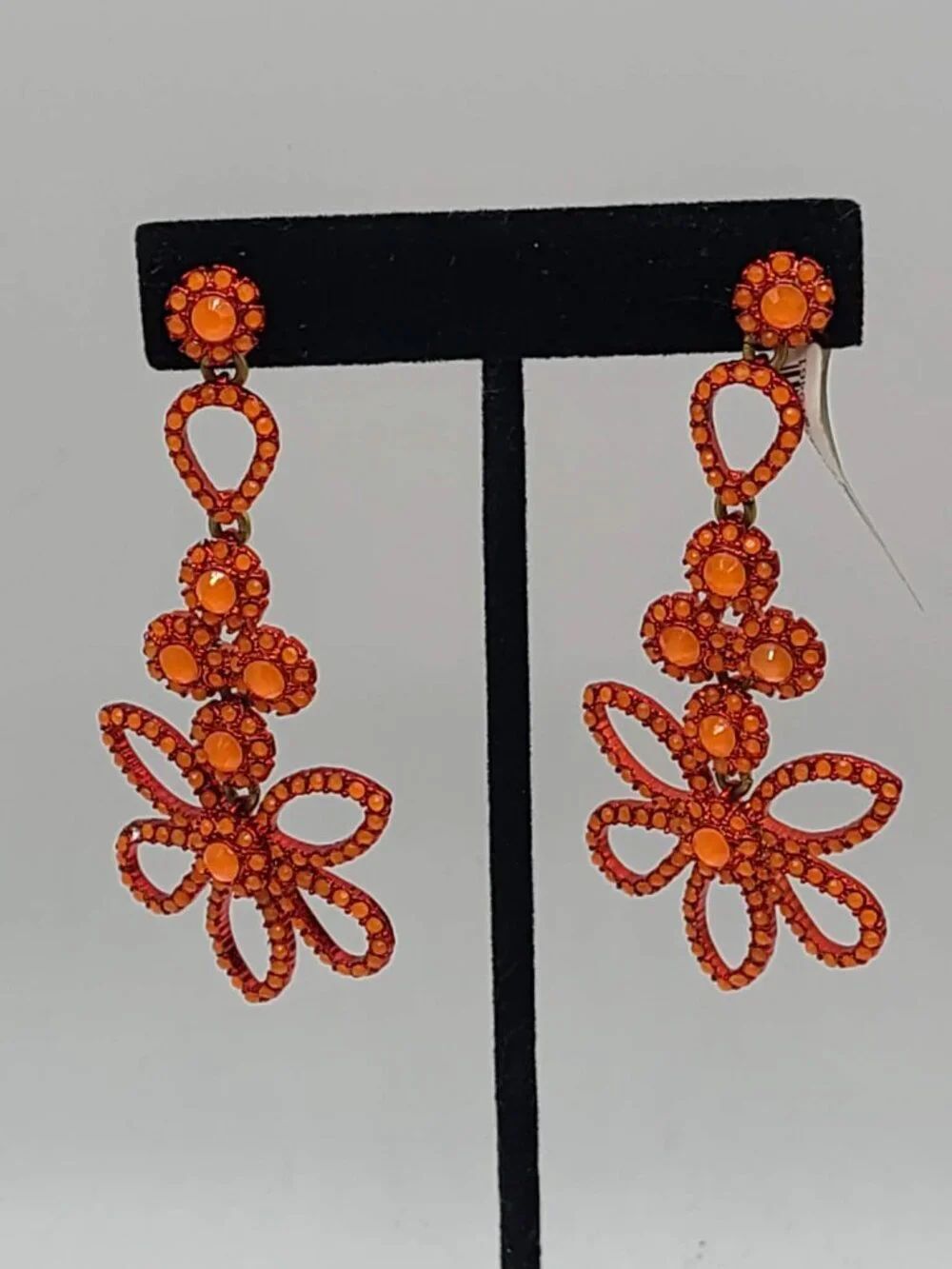 J Crew Red Tiered Flower Earrings NWT